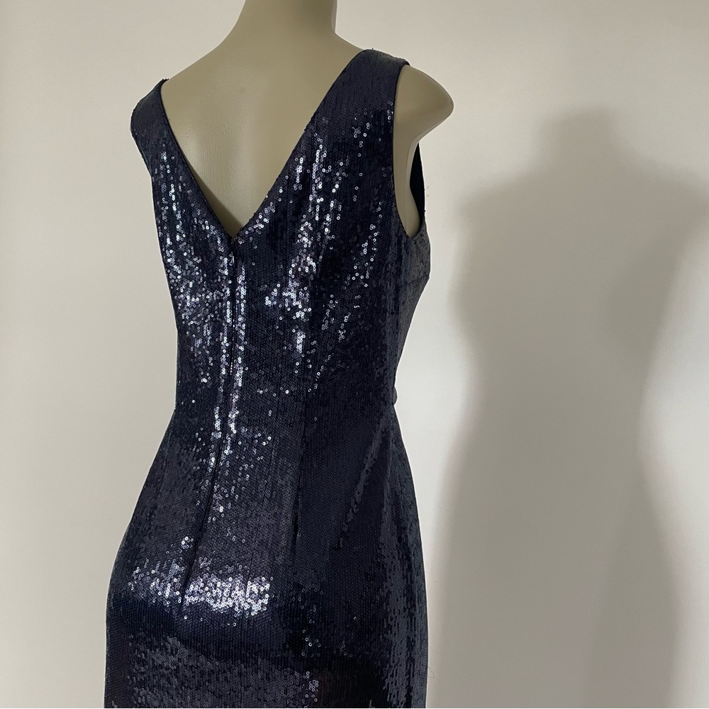 Elegant Navy Sequin Evening Gown